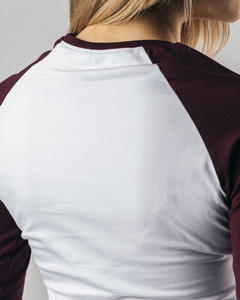 Camiseta de Manga Raglán para Mujer, Blanca y Marrón, Cuello Redondo, 3/4 de Longitud, Informal, de Jersey de Algodón Transpirable, Corte Regular, para Todas las Temporadas - Product Image 5
