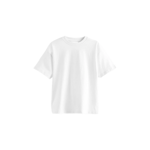 T-shirt blanc à col rond et manches courtes pour homme, 100 % coton, coupe classique, couleur unie, tricot jersey, décontracté - Product Image 3