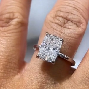 925 Moissanite Classic 4.5Ct <b>Cushion</b> Cut Engagement <b>Ring</b> Travel <b>Ring</b> In Sterling Silver White Gold Plated Moissanite <b>Ring</b> - Product Image 3