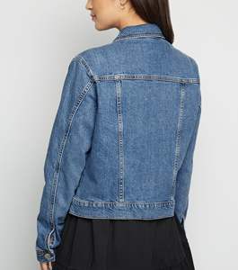Veste en jean sur mesure pour femme, coupe courte et oversize, à manches bouffantes, épaisse, teinte, pour l'hiver et l'extérieur, style homme - Product Image 4