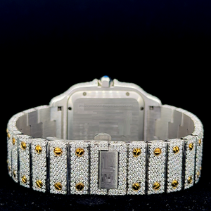 Reloj de Diamantes Clásico con Esfera Redonda Completamente Adornada con Moissanita y Números Arábigos, Personalizado y Elegante, para Hombre, Ideal para Regalo - Product Image 5