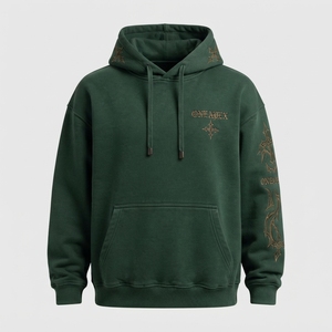 Sudadera con Capucha Oversize Verde para Hombre, Bordada, Estilo Urbano, Sudadera de Forro Polar Personalizada, Ropa OEM - Product Image 2