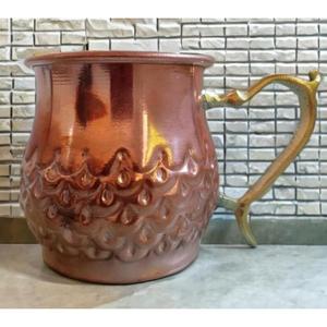 Mug en cuivre martelé et uni avec poignée en laiton, réutilisable, sans BPA, anti-fuite, pour champagne et bière, en vente - Product Image 5