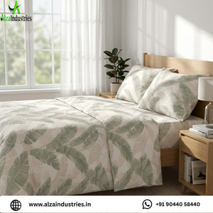 King Size Tropical Leaf Printed Bedsheet <b>Set</b> | Soft Cotton <b>Bedding</b> <b>Set</b> with Pillow Covers Lightweight Breathable Premium Bedroom - Product Image 2