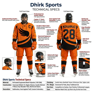 Maillot de hockey sur glace personnalisé orange et noir respirant imprimé, 100 % polyester maille, coupe ample, fabricant OEM Sialkot Team - Product Image 5