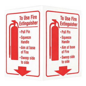 Panneau de sécurité pour extincteur Brady, instructions en anglais, PVC, à fixer au mur, pour usage intérieur et extérieur - Product Image 1
