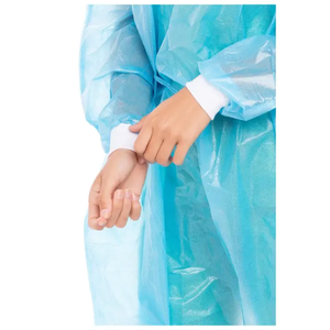Batas médicas desechables impermeables hechas en Bangladesh, puños de punto, Nivel 3 4, certificado PP PE, recubierto con película, ropa económica - Product Image 5
