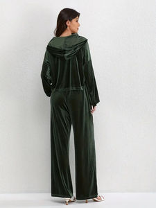 <b>Tracksuit</b> Custom Hot Selling <b>Velour</b> <b>Tracksuit</b> <b>Plus</b> <b>Size</b> Women's Zip up Cotton Hoodie and Jogger 2 Pieces Velvet Suit for Women - Product Image 6