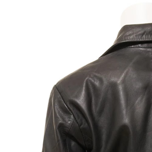 Chaqueta de Cuero Transpirable Estilo Motero para Mujer, Chaqueta de Moda de Cuero Genuino con Cremallera Completa Personalizada para Mujer - Product Image 4