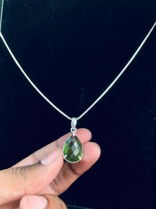 Collar de Peridoto Verde Lima de Calidad AAA con Corte en Forma de Lágrima, Peridoto Verde para Mujer, Joyería al por Mayor, Plata Alemana Hecha a Mano - Product Image 1