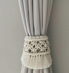 <b>Macrame</b> <b>Curtain</b> Tieback - <b>Curtain</b> Holder, Holdback, Modern Window Treatment, Cotton <b>Curtain</b> Decor - Product Image 2