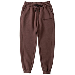 Daizen Star Men's Brown Cotton Fleece Quick Dry Sweatpants Elastic Waist Drawstring Casual Joggers Side Pockets Midweight Autumn - Product Image 1