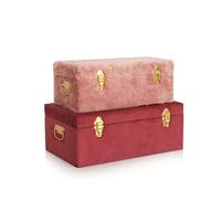 Boîte à bijoux rectangulaire en tissu et métal avec couvercle, design classique, bicolore, empilable, 1 couche