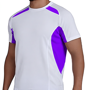 T-shirt sportif blanc à manches courtes pour homme, coupe classique, séchage rapide, tricoté 100% coton, col rond, uni, écologique, respirant, 290g - Product Image 6