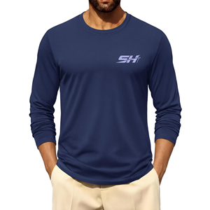 Camiseta de Manga Larga para Hombre, Corte Regular, 100% Algodón, Cuello Redondo, Clásica, Informal, Perfecta para el Estilo de Vida Diario, Venta al Por Mayor - Product Image 1