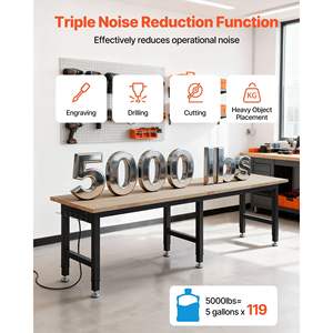 Banc de travail réglable en chêne, capacité 5000 lb, poste de travail 96 x 24 pouces, 4 prises CA, 2 ports USB, modèle robuste pour le travail du bois - Product Image 2