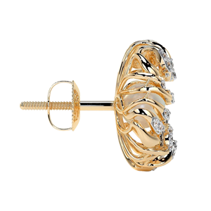 2-in-1 Removable <b>Earrings</b> Jackets with Diamond Accents Floral Cage Design with Pearl & Lab Diamond in Yellow Gold Screw <b>Back</b> - Product Image 2
