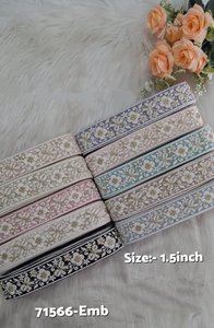 Elegant Light Pastel Floral Embroidered <b>Laces</b> for dresses sarees crafts and premium fashion embellishments. - Product Image 3