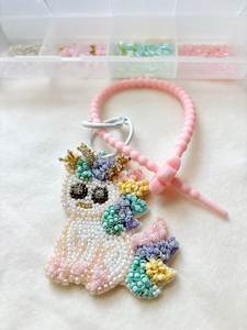 พวงกุญแจปักลายดอกไม้ประดับลูกปัด งานฝีมือสำหรับตกแต่ง - Product Image 3