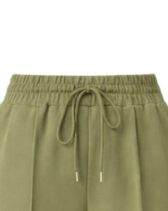 Pantalon large vert olive pour femme, décontracté, taille haute, avec cordon de serrage, coupe ample, droit, confortable, pour la détente, tendance - Product Image 4