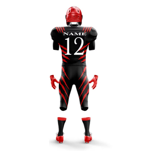 Custom American Football Uniform Set Black Blue Striped Sublimated Jersey Pants Gloves <b>Socks</b> Men Adult All Seasons - Product Image 4