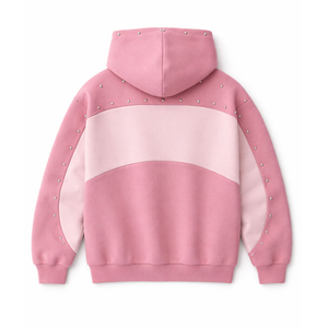 Sweat à capuche personnalisé pour homme avec détails cloutés, 400 GSM, haute qualité, en molleton de coton, coupe ample, style streetwear, effet délavé - Product Image 2