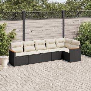 Ensemble de canapés de jardin modulaires en rotin PE noir avec structure en acier thermolaqué, meubles durables et élégants pour l'extérieur - Product Image 1