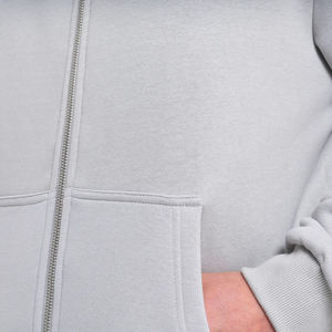 Sweat-shirt à capuche surdimensionné en coton gris uni pour homme, avec fermeture éclair et poches, coupe classique, tricoté, idéal pour l'automne - Product Image 6
