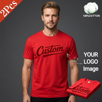 Custom Men's Red T-Shirt O-Neck Short Sleeve Front Logo Blank Design Streetwear Regular Fit 100% Cotton Jersey Fabric Letter