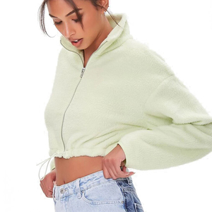 Women's Solid Color Comfortable Women Crop Top <b>Hoodies</b> Long Sleeve Lightweight Cotton Crop Top Hoodie for Women and <b>Workout</b> - Product Image 1