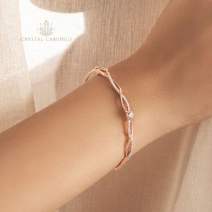 Elegant CZ <b>Bangle</b> Bracelet 925 Sterling Silver Rose <b>Gold</b> Plated Infinity Twist Hinged <b>Bangle</b> Custom Wholesale Jewelry - Product Image 5