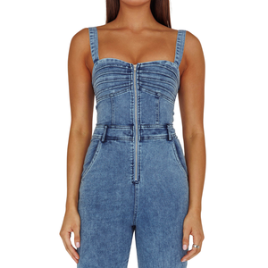 Combinaison en jean boutonnée pour femme, fermeture éclair, tenue décontractée d'été, fabrication en usine - Product Image 5