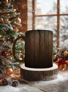 Taza de madera con textura antigua, diseño de veta larga, estilo clásico, taza de madera pulida digitalmente - Product Image 5