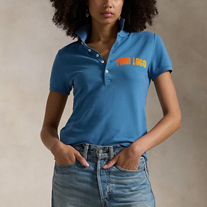Polo de Manga Corta Azul para Mujer, Color Sólido, Informal, Tejido, Largo Regular, Producción Harry Johnson - Product Image 3