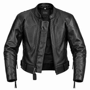 เสื้อแจ็คเก็ตหนัง FURAT LEATHERS ระบบระบายอากาศแบบ Air Curtain Ram Air Vent พร้อมแผ่นป้องกัน ระบายอากาศได้ดี สำหรับผู้ชาย สไตล์ลำลอง คอตั้ง ซิปปิด  สำหรับฤดูใบไม้ร่วง - Product Image 1