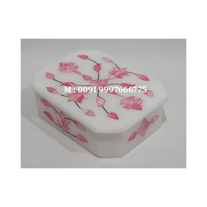 Caja de Joyería Rectangular Hecha a Mano con Diseño Floral, Incrustaciones de Nácar Natural Blanco y Mármol, Superficie Brillante, Ideal para Regalo de Acción de Gracias - Product Image 3