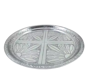 Round Metal <b>Decorative</b> <b>Plate</b> With Engraved Plant Pattern Traditional Style Handmade Charger <b>Plate</b> for Wedding Table Setting - Product Image 1