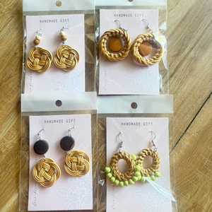 Handmade Bamboo Drop <b>Earrings</b> Vietnam Natural Rattan Eco Friendly Jewelry Lightweight Boho Accessories - Product Image 6