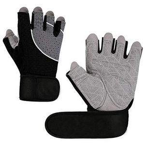 Gants de fitness BARYAR FITNESS à demi-doigts en maille noire et grise unisexe pour l'entraînement, la musculation, le CrossFit, à lacets - Product Image 3