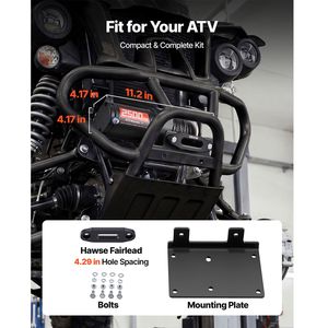 Verricello Elettrico 12V DC per ATV/UTV, Capacità 2500 Libbre, Cavo Sintetico 0.19 X 39.4, Telecomando Cablato, Impermeabile IP55, Cinghia Automatica - Product Image 5