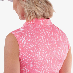 <b>Women's</b> Sleeveless <b>Polo</b> <b>Shirt</b> <b>Pink</b> Dot Pattern Quick Dry Knitted Casual Sport Top with OEM ODM Service Best Quality Latest - Product Image 3