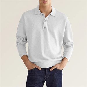 Polo de Punto de Manga Larga para Hombre, Color Sólido, Casual, con Botones, de Algodón, Corte Regular, Diseño Antipilling - Product Image 4