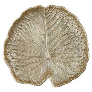Frutero de Aluminio Pulido Dorado, Decorativo, con Forma de Hoja, de Lujo, Hecho a Mano, Centro de Mesa para Fiestas - Product Image 3