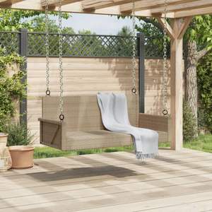 Panca a dondolo media in rattan sintetico beige con struttura in acciaio verniciato a polvere per patio - Product Image 3