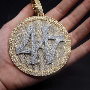 Collier Pendentif Initial Personnalisé en Argent 925 avec Diamant Moissanite pour Homme, Lettre Ronde Sertie de Pierres, Style Hip Hop, Bijou Léger, Cadeau - Product Image 5