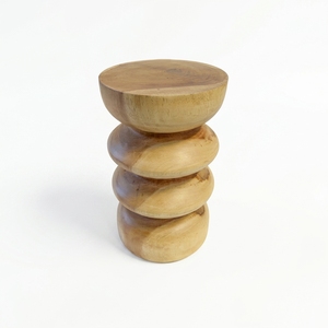 Taburete Redondo de Madera de Suar Hecho a Mano, Taburete Decorativo de Madera de Suar, Madera Natural Sólida para Muebles y Decoración del Hogar - Product Image 1