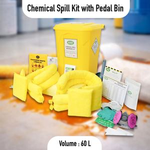 Kit de Derrames Químicos de 60L con Contenedor de Pedal, Kit de Emergencia Portátil y Duradero con Almohadillas, Calcetines y Guantes para el Control de Derrames Peligrosos - Product Image 2