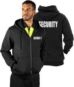 Men's Security Guard Silkscreen Front & Back <b>Black</b> Full Zip Hoodie, <b>Fleece</b> Hoodie. - Product Image 2