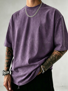 ผลิตเสื้อยืดลำลองคุณภาพสูง100% สำหรับผู้ชายเสื้อยืดฟอกกรดสำหรับผู้ชายน้ำหนักเบาขายดีที่สุด - Product Image 1