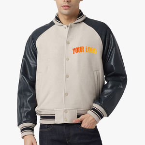Nouvelle Arrivée 2026 Blouson Teddy Homme en Cuir PU Col Rabattu Fermeture Boutonnée Décontracté pour l'Automne Imprimé Logo Avant Couleur Unie - Product Image 1